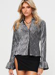 Ondinie Long Sleeve Top Silver