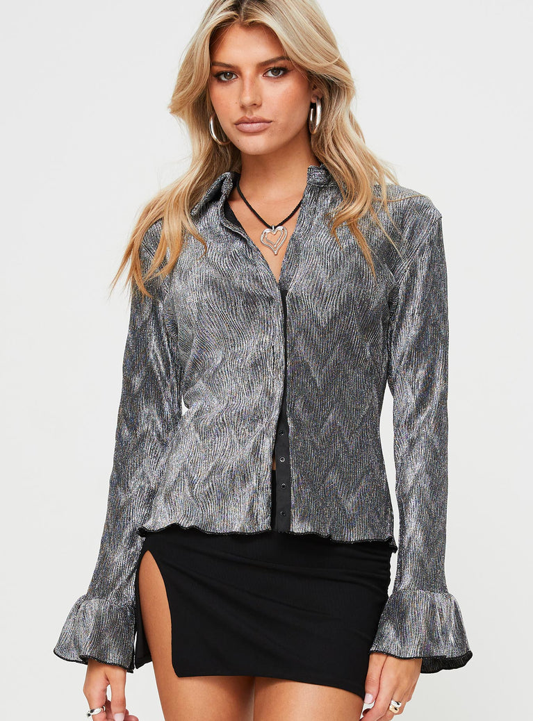 Ondinie Long Sleeve Top Silver