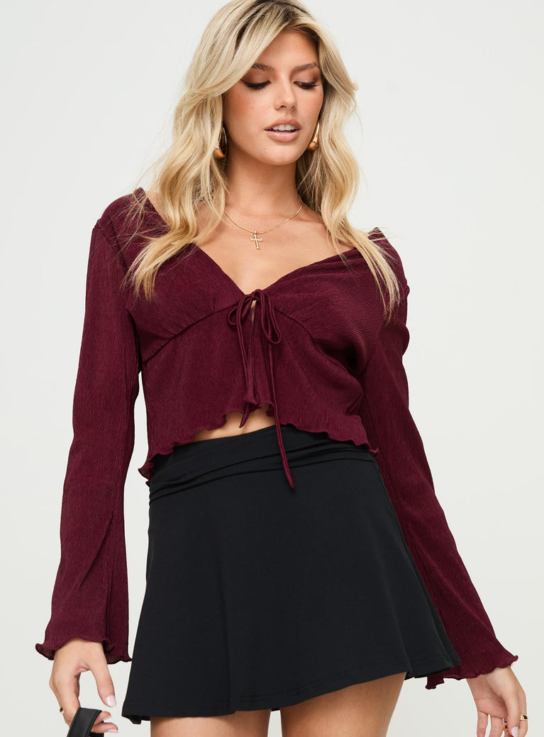 Marie Long Triangle Top In Burgundy