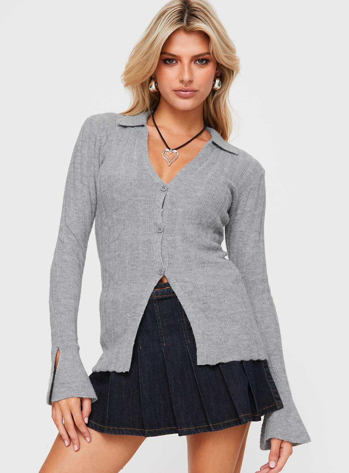 Beryl long sleeve top slate grey