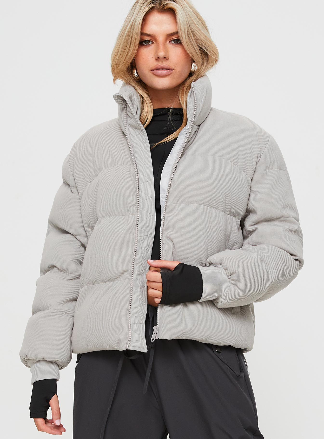 Darrow ribbed puffer jacket grey