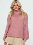 Hayworth Turtle Neck Sweater Pink Princess Polly  Long 