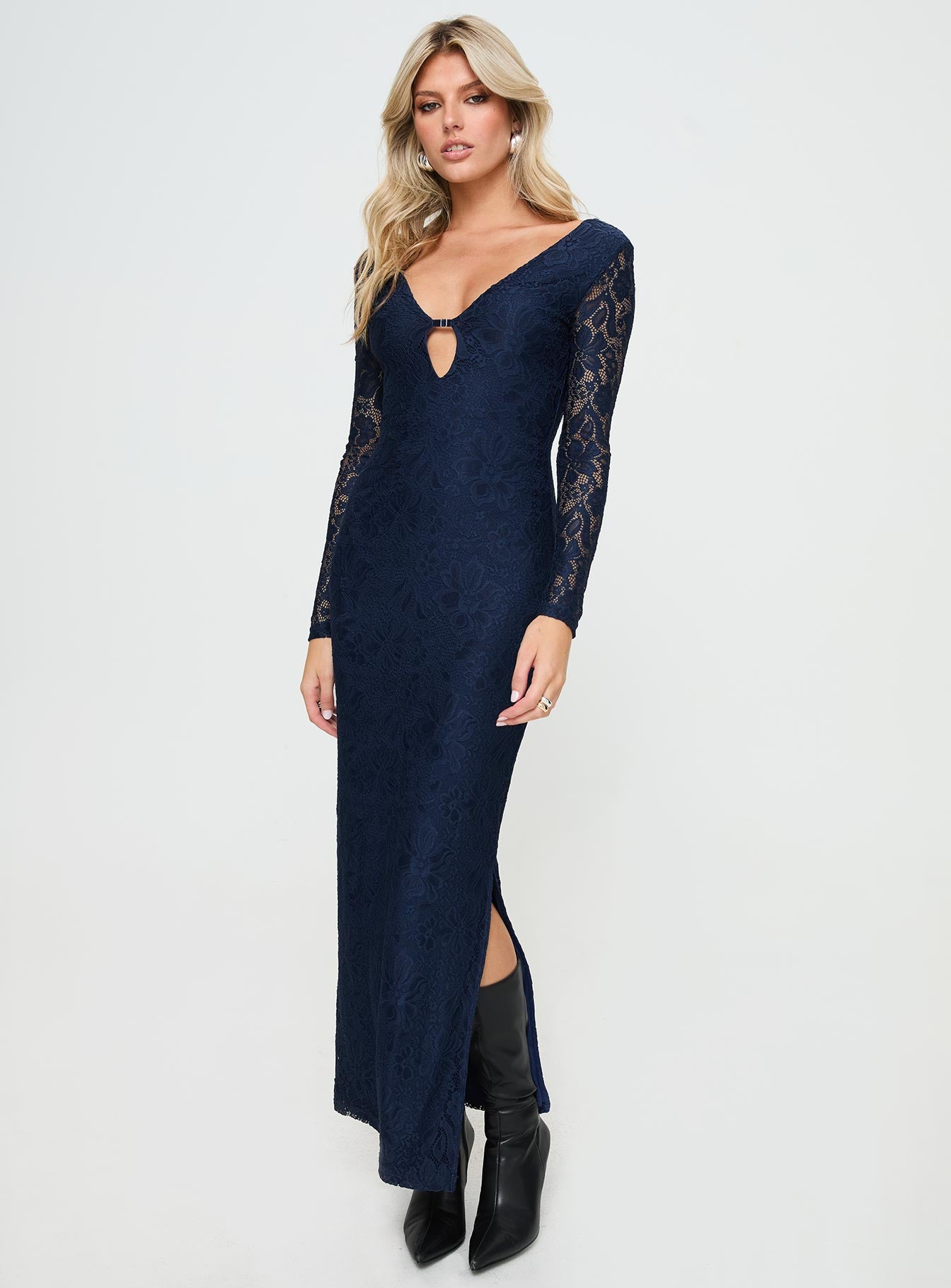 Marceline long sleeve maxi dress navy