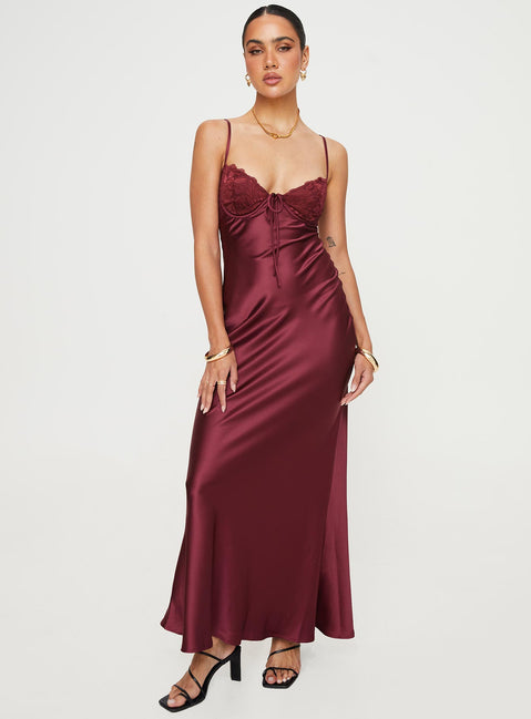 Fadyen Bias Cut Maxi Dress | Burgundy | Womens
