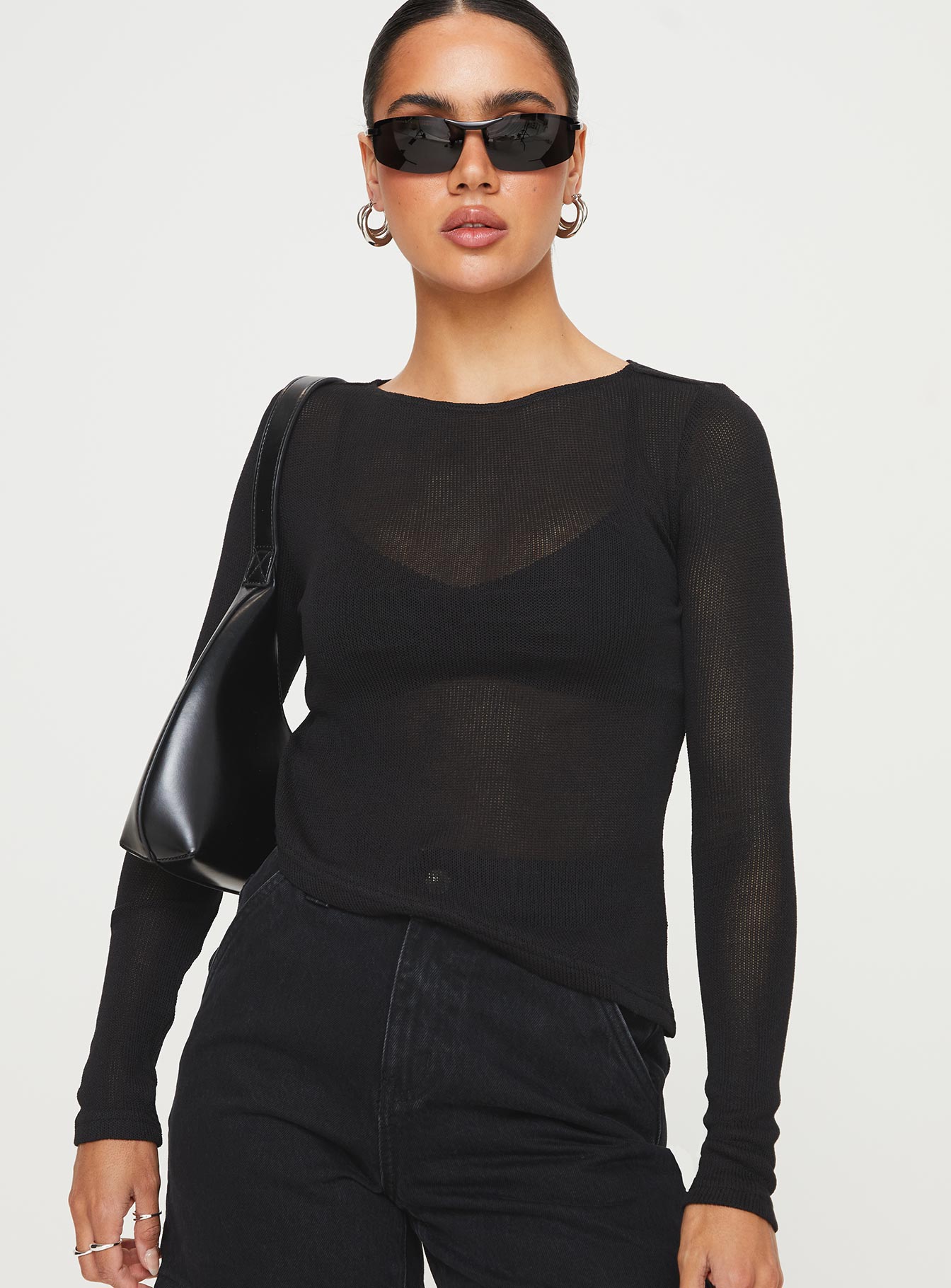 Pratt long sleeve top black