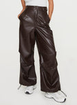 Princess Polly mid-rise  Ornella Faux Leather Pants Brown