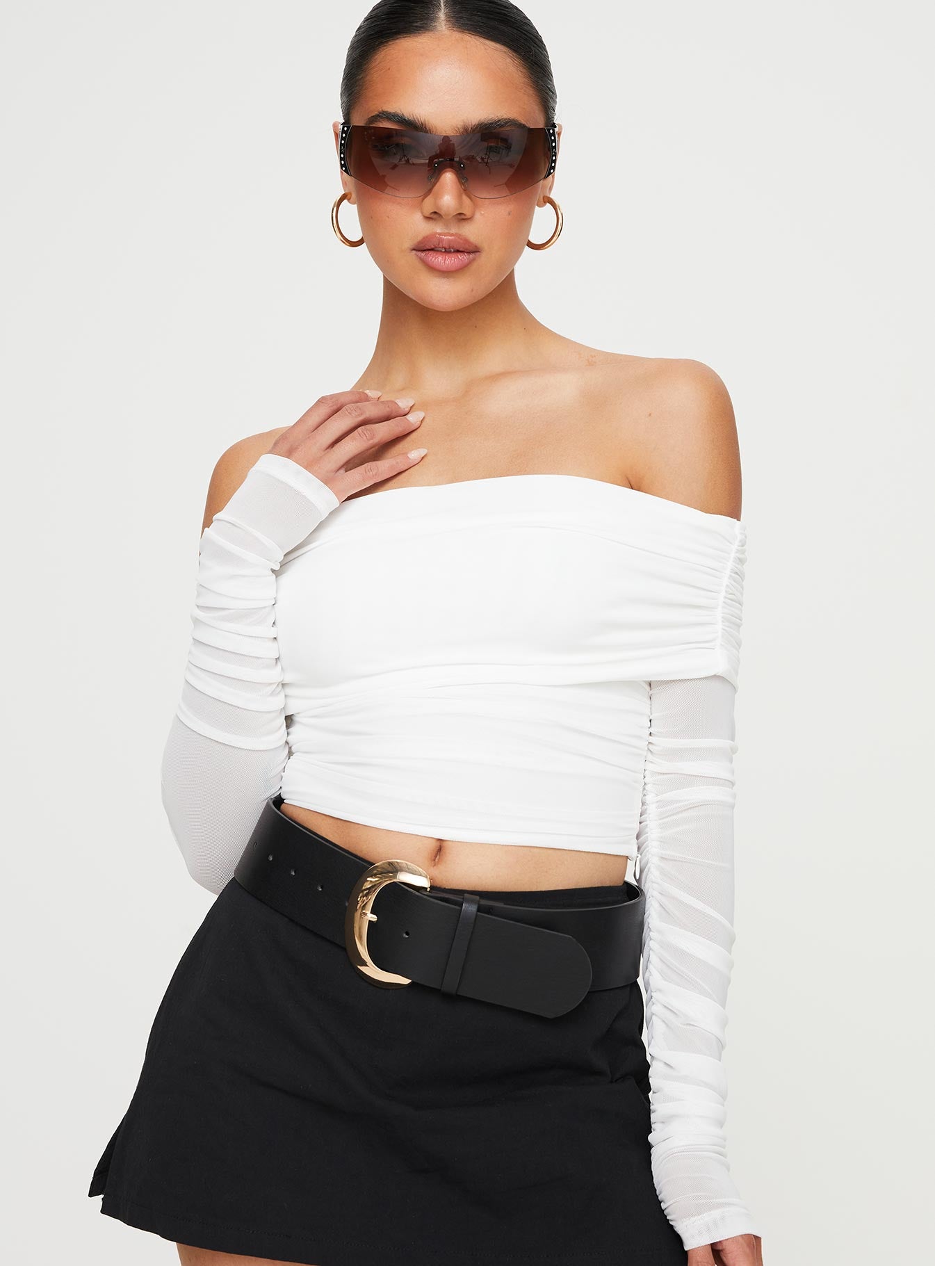 Fairburn off the shoulder top white