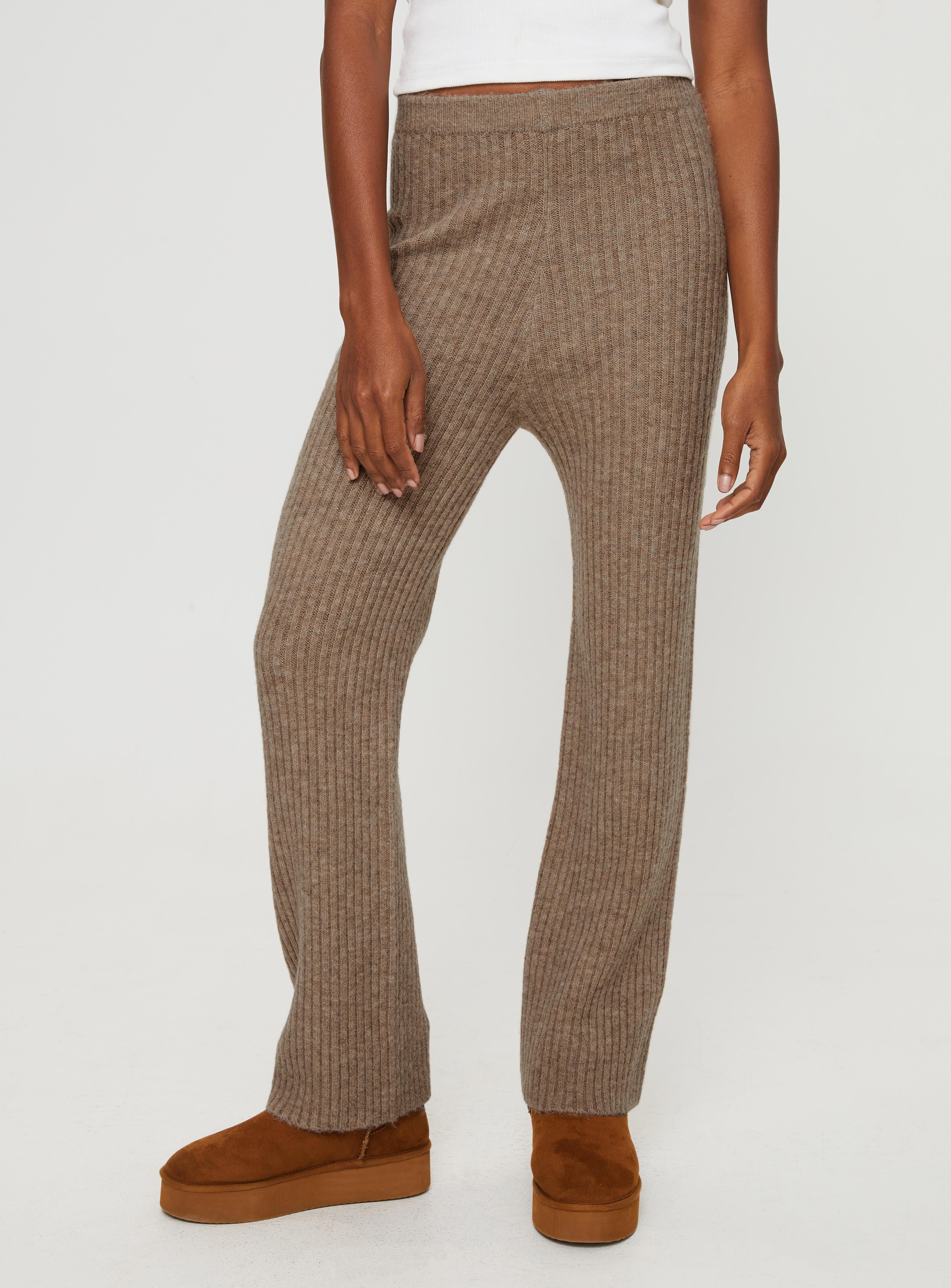 Yang wide leg knit pants brown