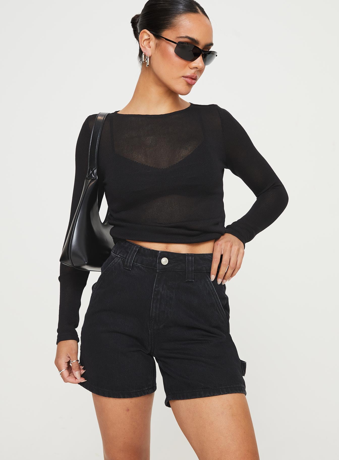 Lou carpenter denim shorts black