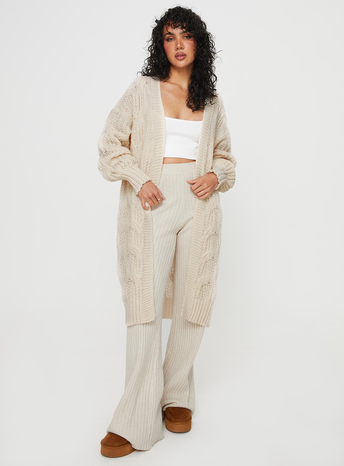 Bryer longline cardigan cream