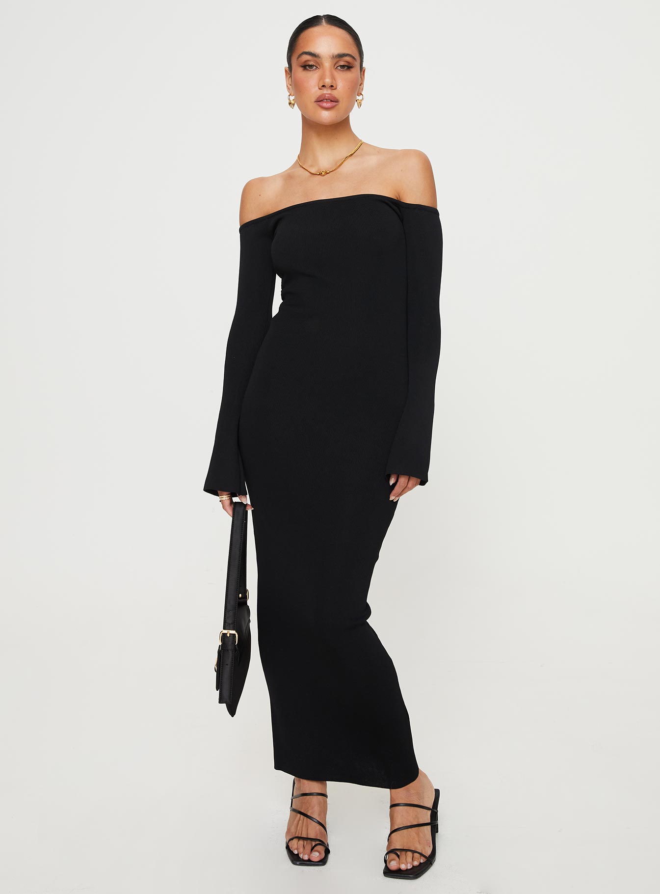 product Princess Polly Asymmetric Neckline  Parisa Off The Shoulder Maxi Dress Black