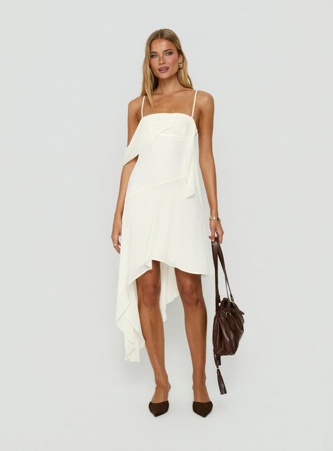 low back white midi dress The Luxe Rib Low Back Midi Dress - White - S