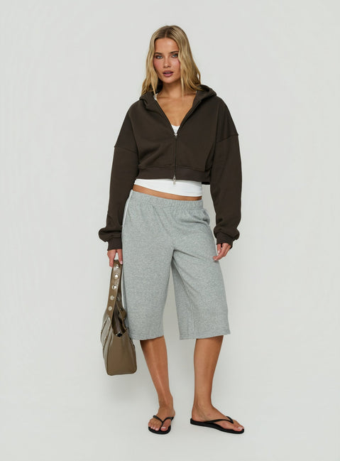 Zellah Double Ended Zipper Hoodie Iron Grey