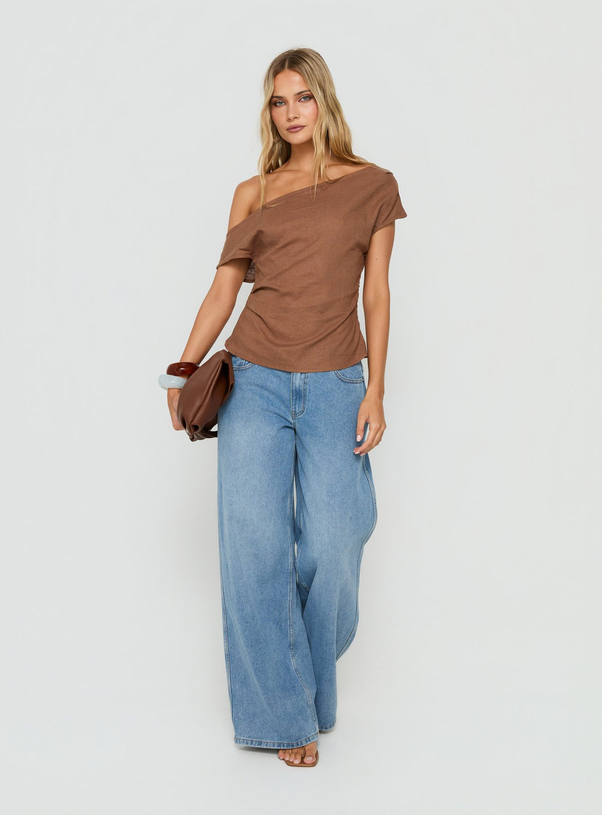Seasons Change Relaxed Off Shoulder Top Mocha
