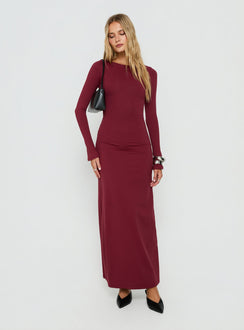 Henrieta Lace Up Maxi Dress Burgundy