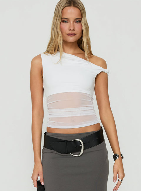 Dawn Light Off Shoulder Draped Top White