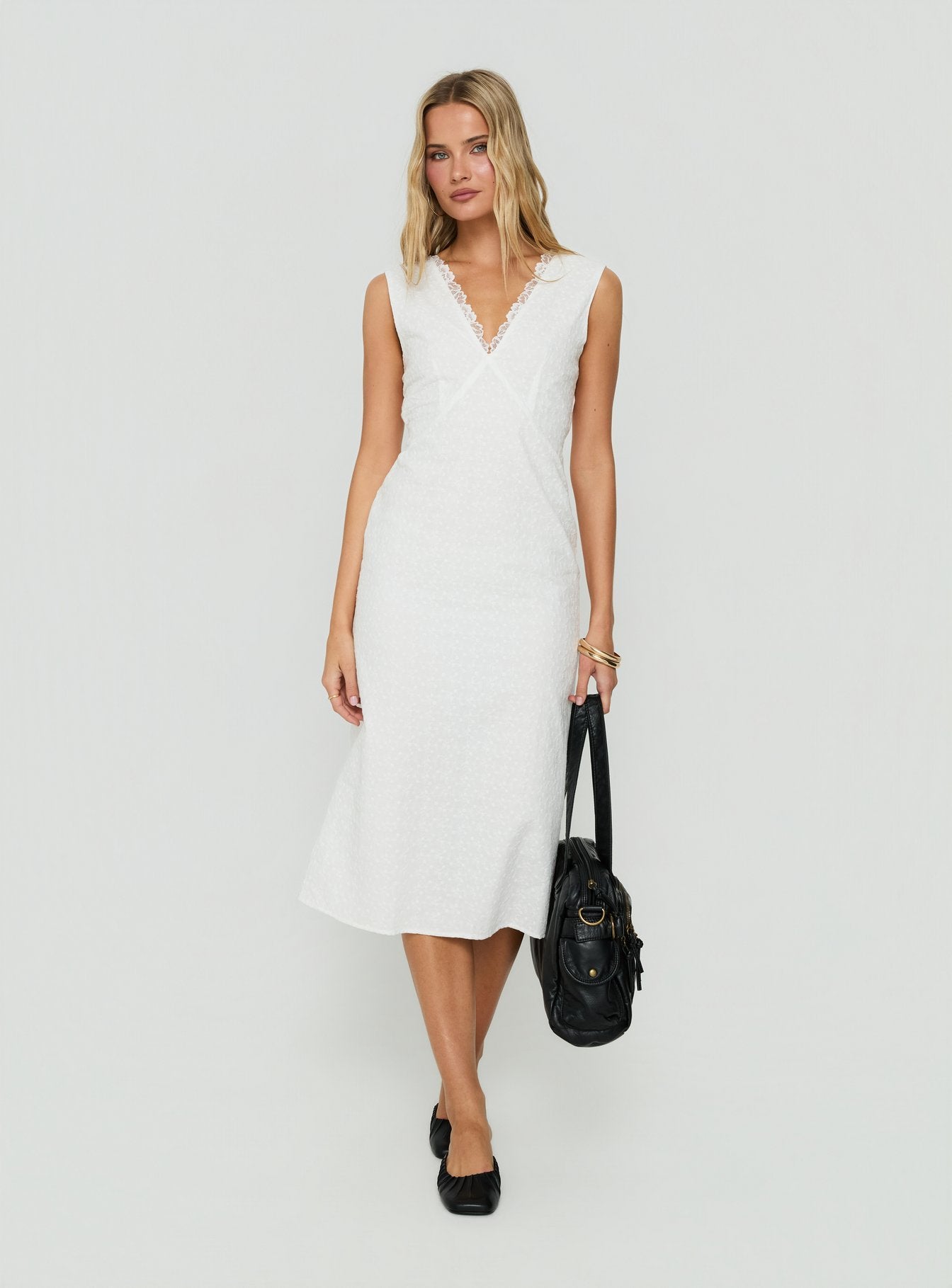 Eloisah Sleeveless Midi Dress White