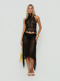 Trophy Sheer Midi Skirt Black