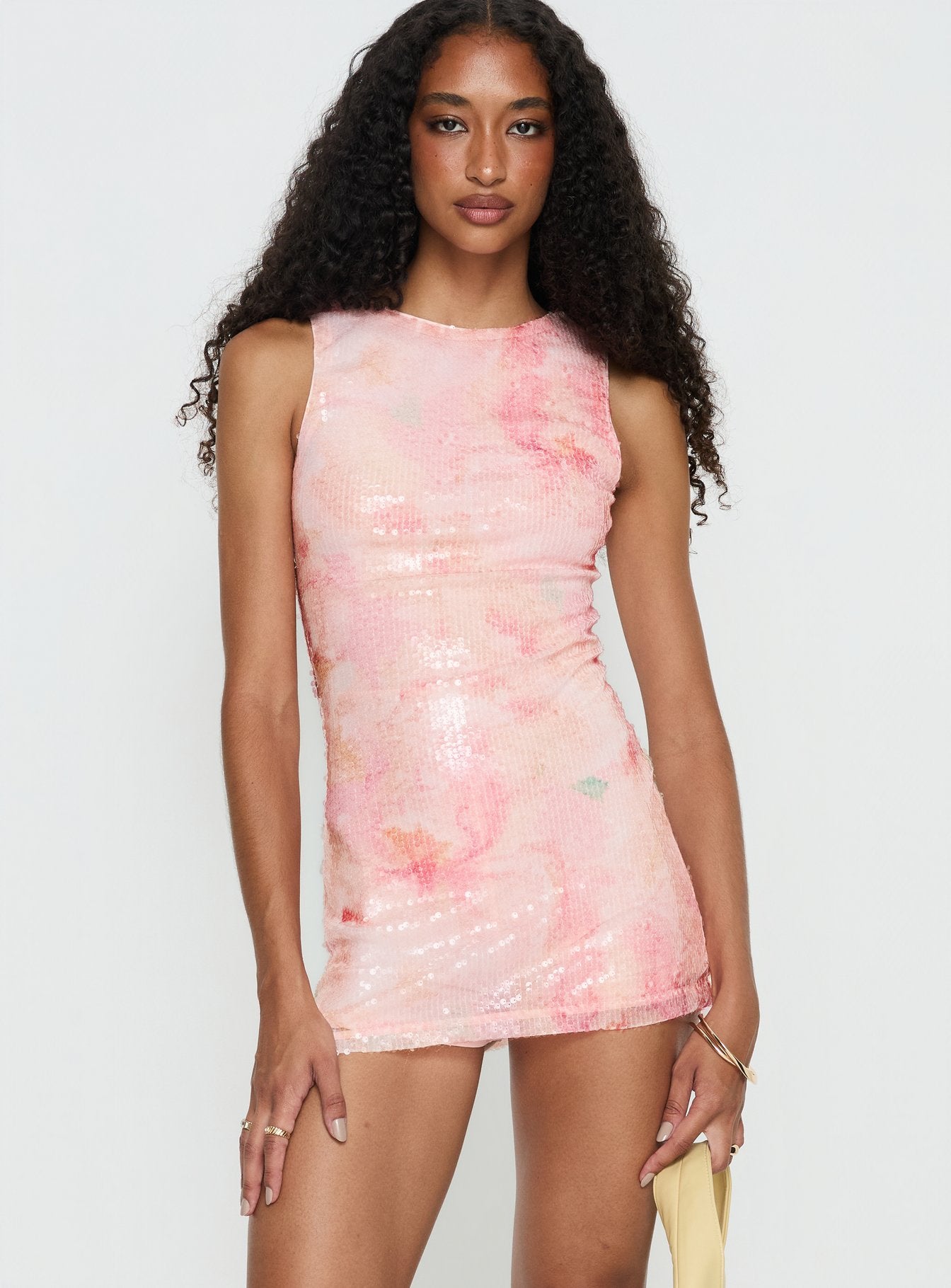 Yumiko Sequin Romper | Pink Floral | Womens