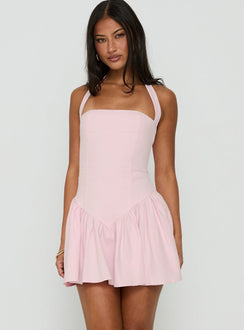 Esatora Halter Flare Mini Dress Pink