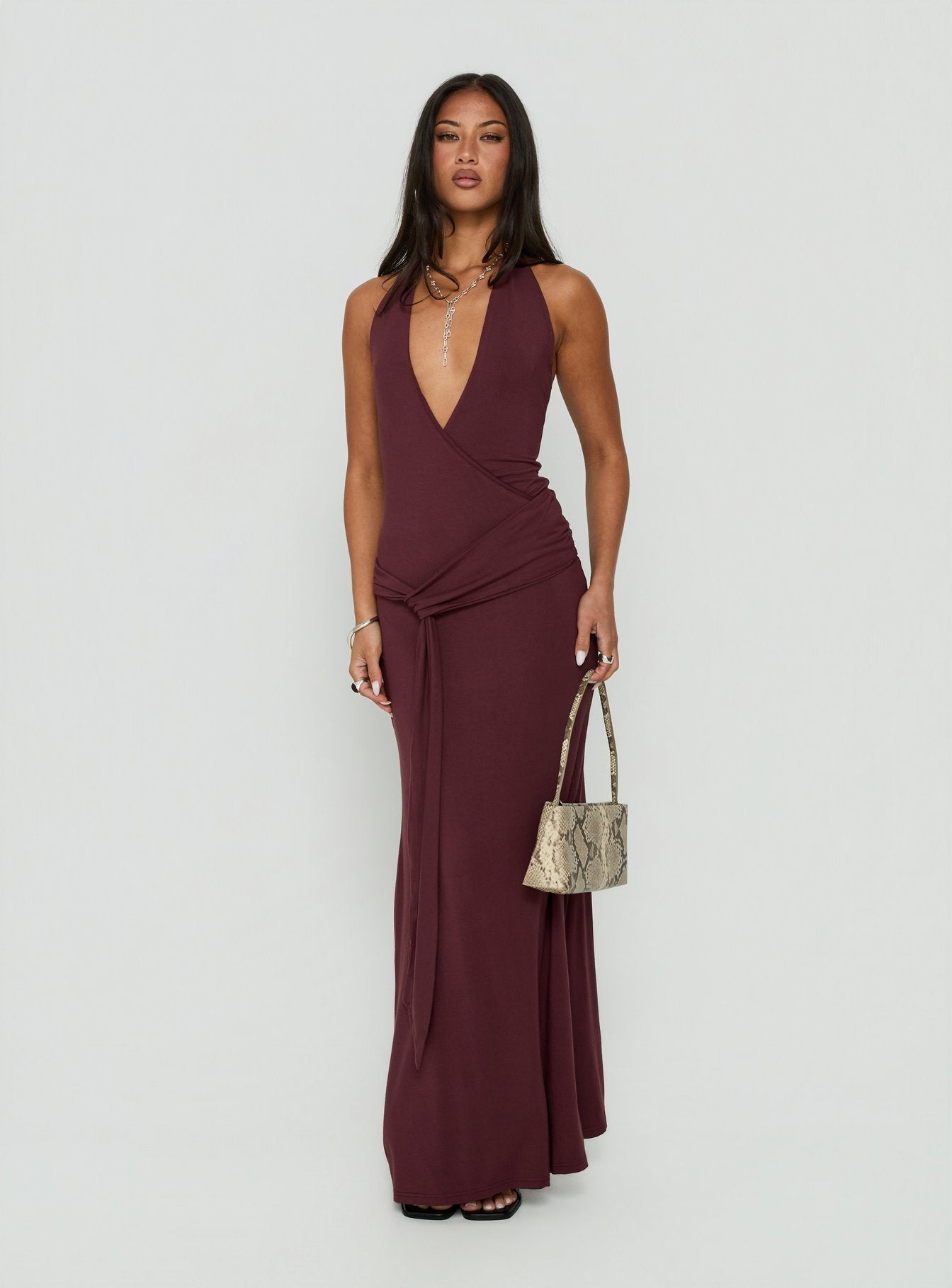 So Major Draped A-Line Maxi Dress | Plum | Womens