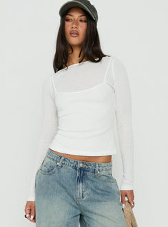 Isibella Layered Long Sleeve Top White