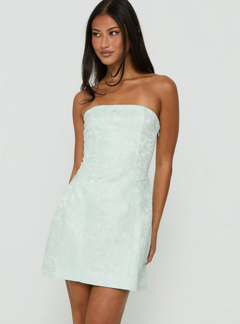 Heaven Sent Strapless Mini Dress Mint