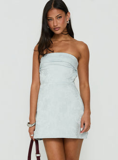 Dakhoda Strapless Mini Dress Light Blue