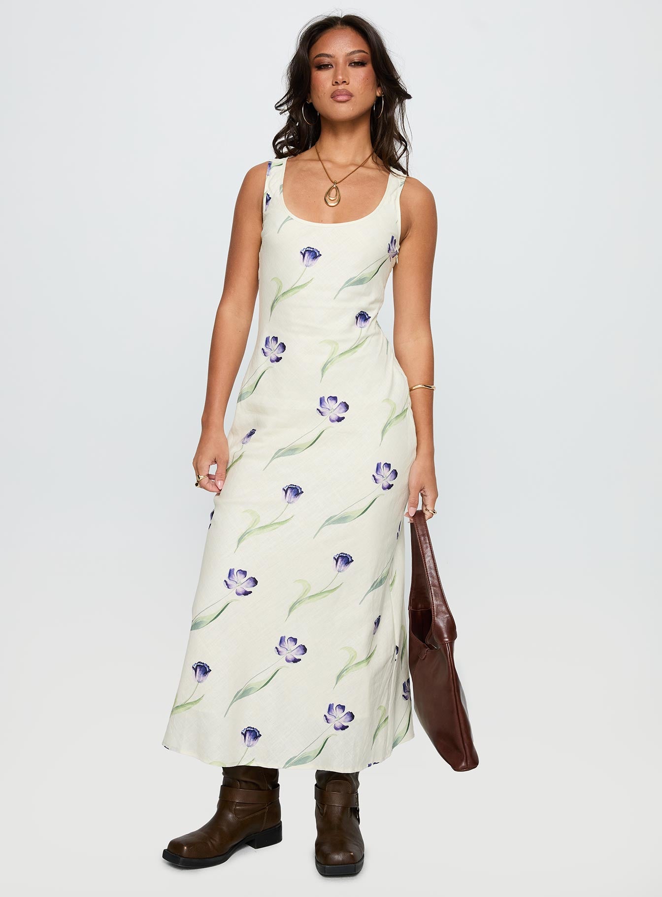 Jessabelle Linen Blend Midi Dress Cream Floral | Princess Polly Jessabelle Linen Blend Midi Dress Cream Floral | Princess Polly