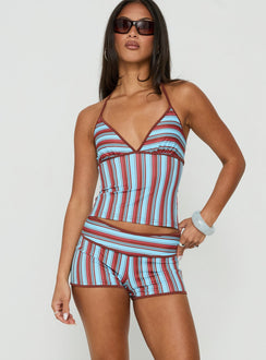 Makira Shorts Brown / Blue Stripe
