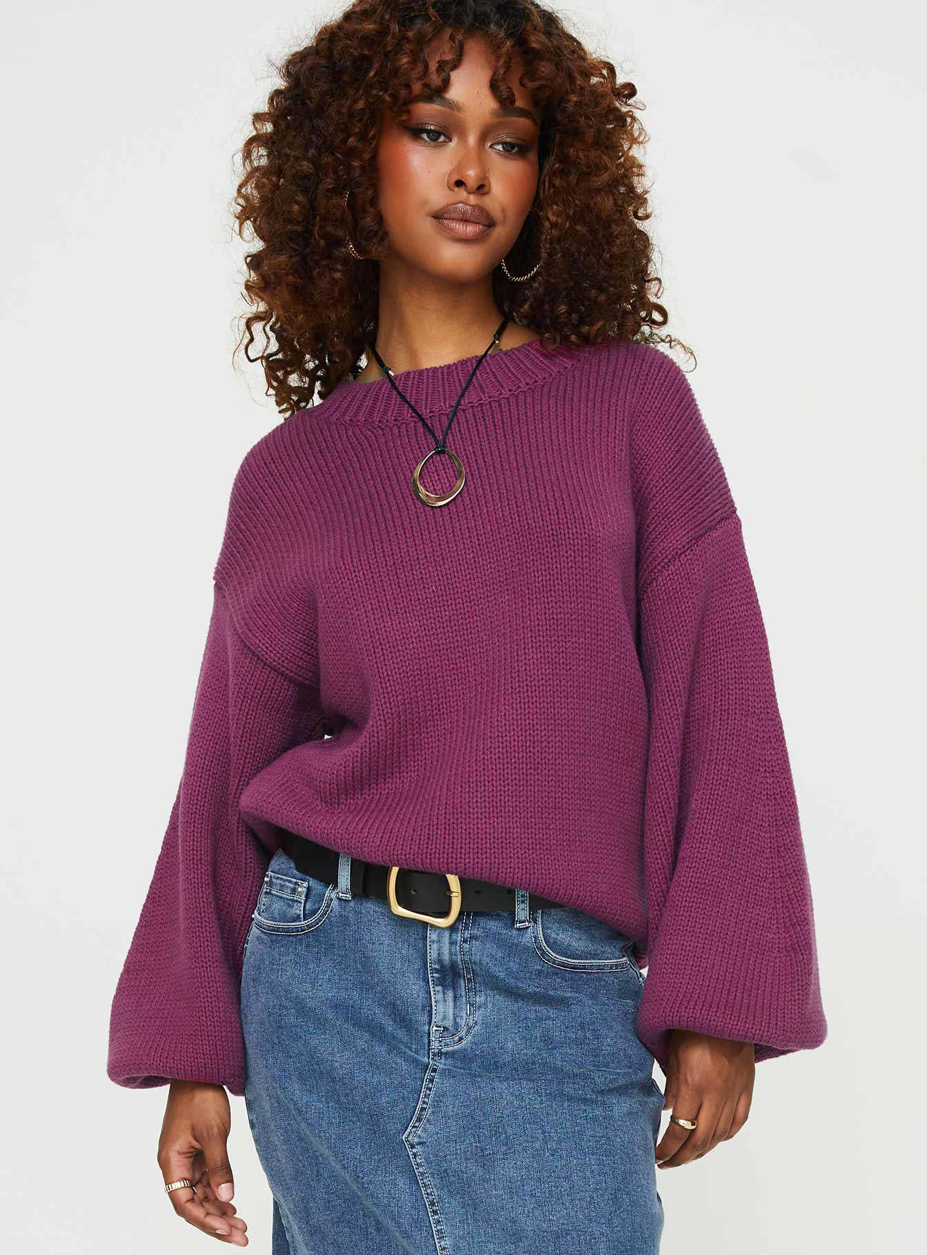 Harmony knit sweater burgundy