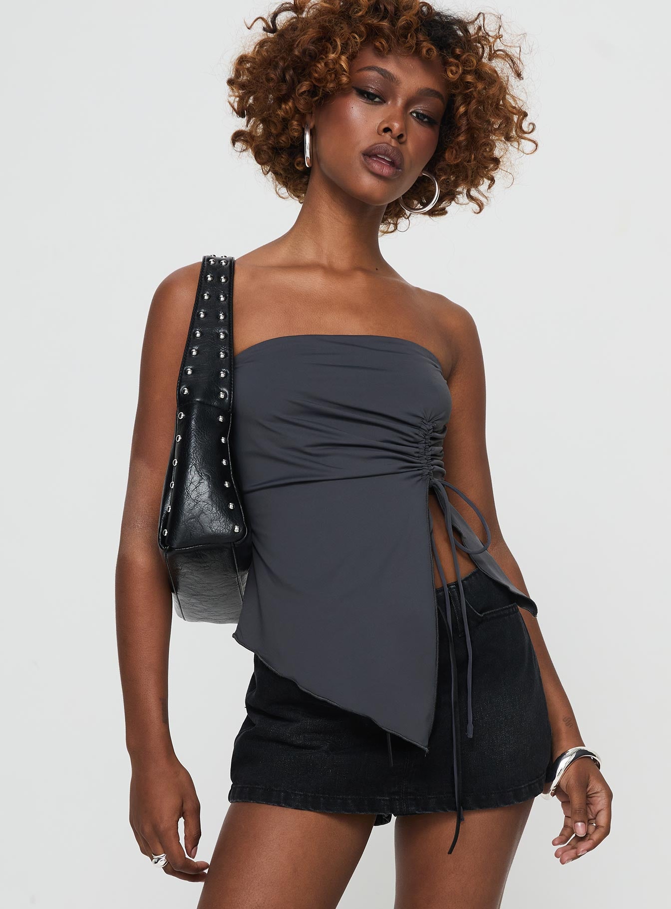 Dessy strapless top slate