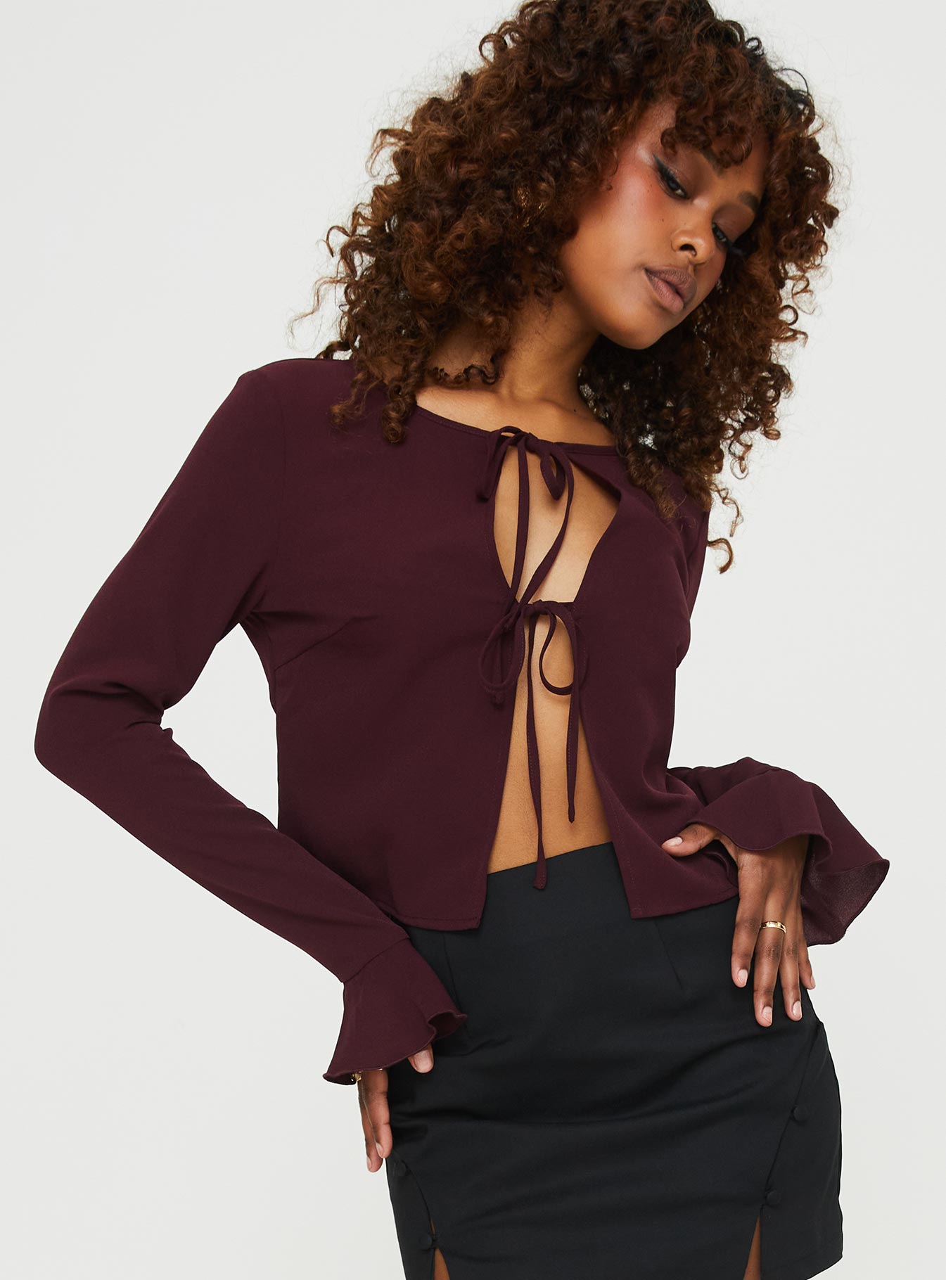 Bowden Long Sleeve Top Burgundy