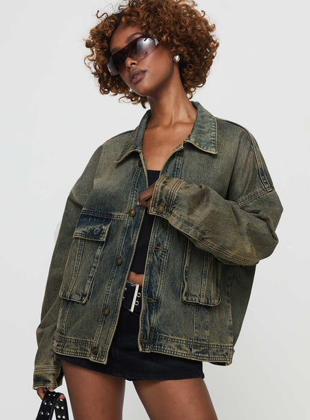 Drawer Cotton Denim Corduroy RESEORT1 coverall Denim Jacket Outer tops 6522-299-0828 Indigo blue 34