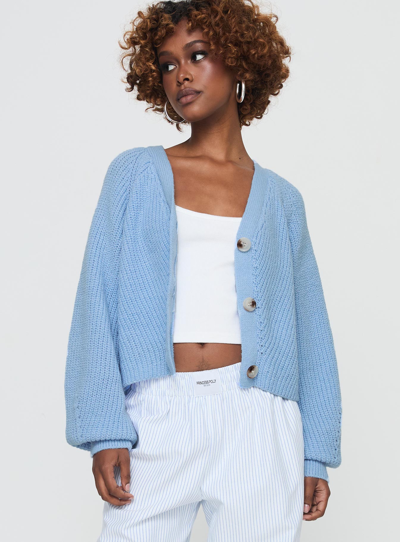 Leskie Cardigan Pale Blue | Princess Polly Leskie Cardigan Pale Blue | Princess Polly