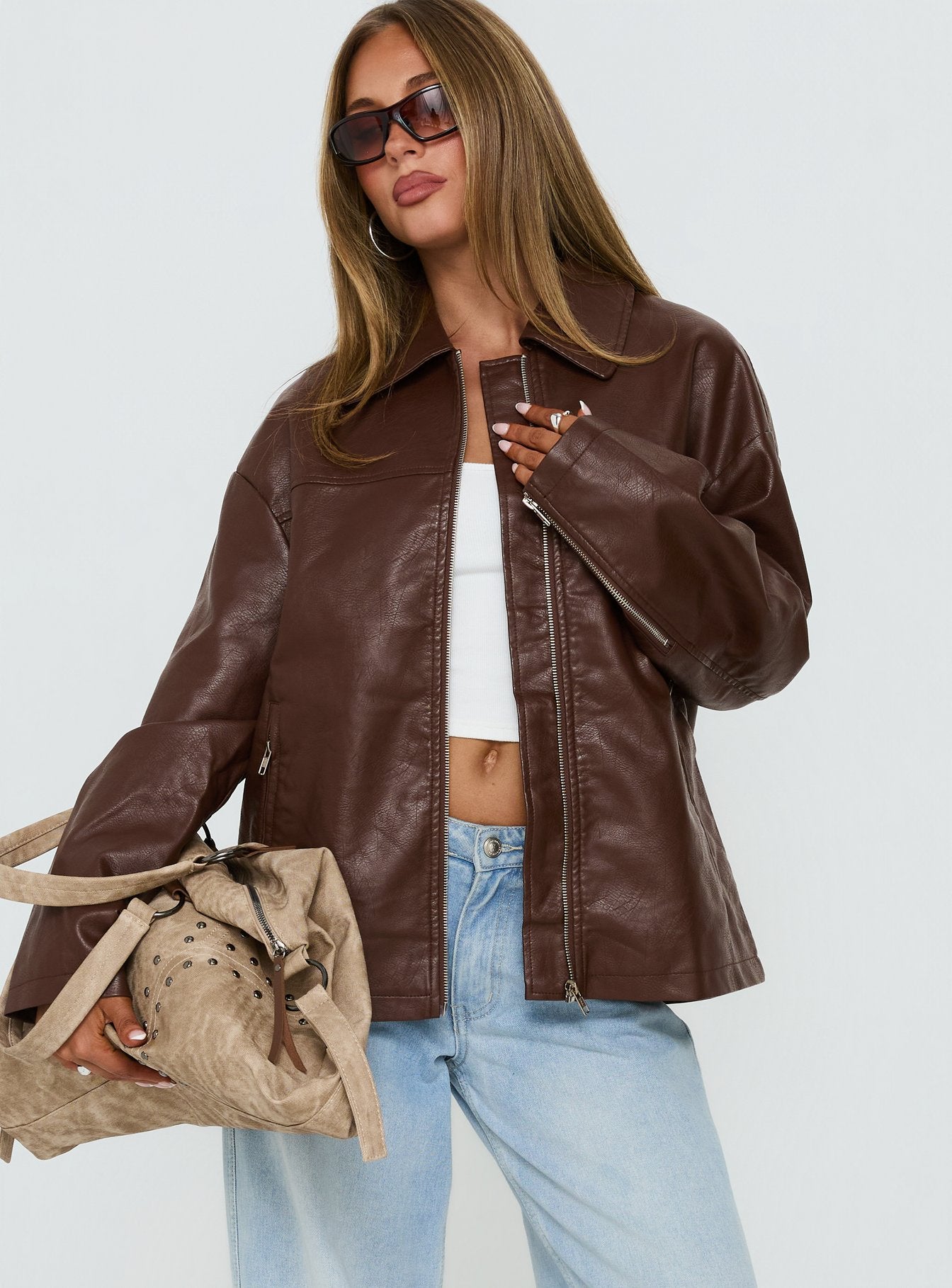 ジャケット・アウター darkwear real leather Napoleon jacket Napoleon Faux Leather Jacket Dark Brown | Princess Polly