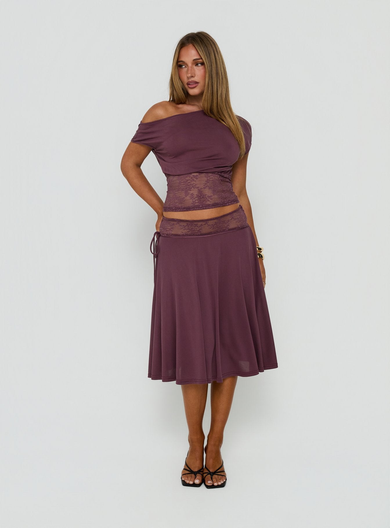 Marienna Lace Midi Skirt Plum | Princess Polly