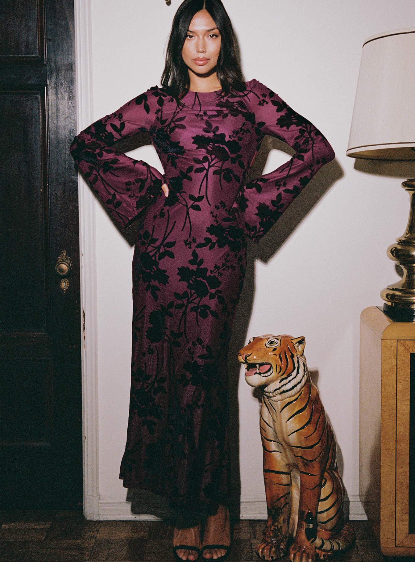 Amersham long sleeve maxi dress wine