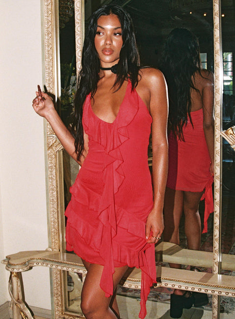 Bodycon Red Dress Frill Fig Ruffle Mini Dress Red Princess Polly Bodycon Red Dress Frill Fig Ruffle Mini Dress Red Princess Polly