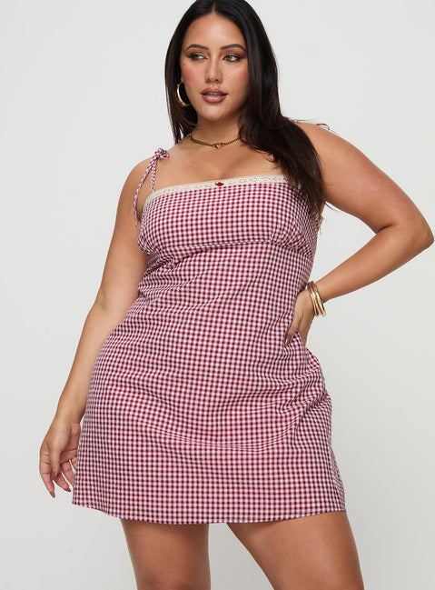 burkes mini dress red check Princess Polly Burkes Mini Dress Red Check