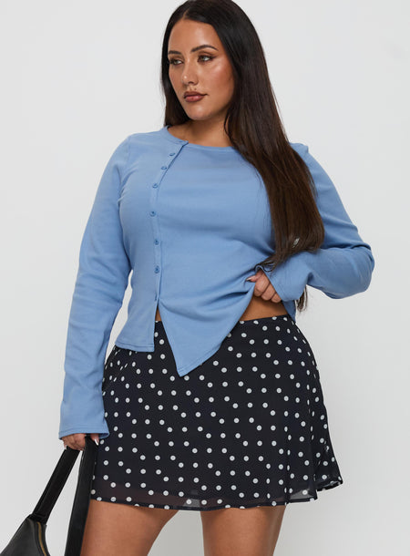 Dapple Bias Mini Skirt Black Polka Dot Curve