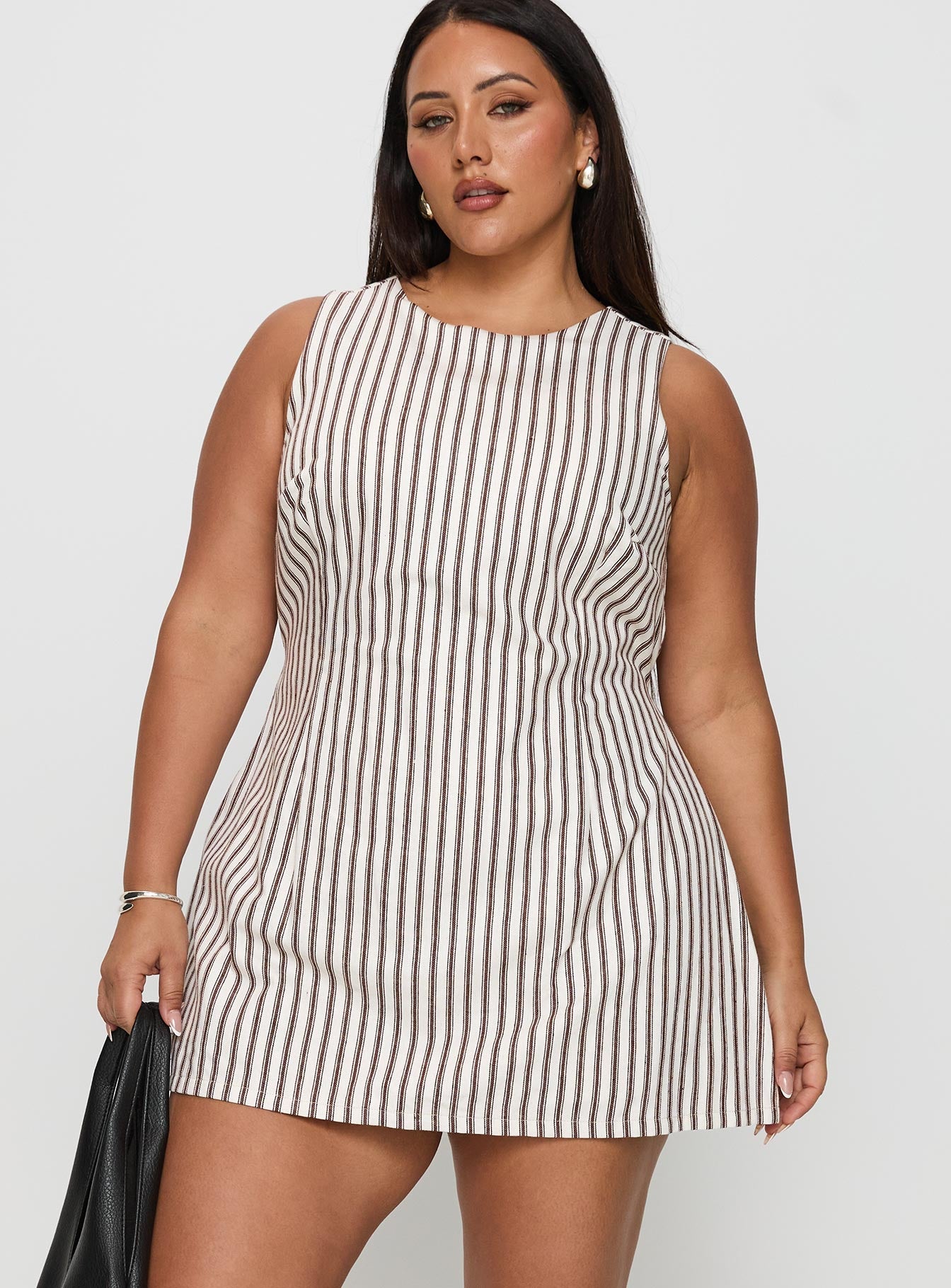 Yumiko Romper Brown Stripe Curve