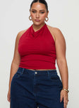 product Princess Polly Imposter Top Cherry Red Curve Sleeveless Cowl 