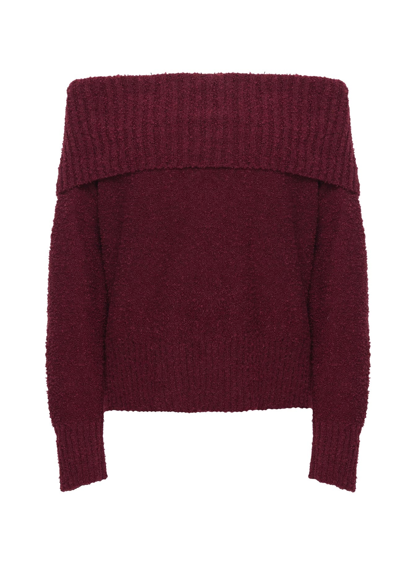 Parkley Boucle Off The Shoulder Sweater Burgundy | Princess Polly