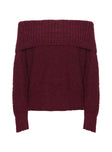 Parkley Boucle Off The Shoulder Sweater Burgundy