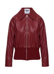 Radio On Blast Faux Leather Bomber Jacket Red