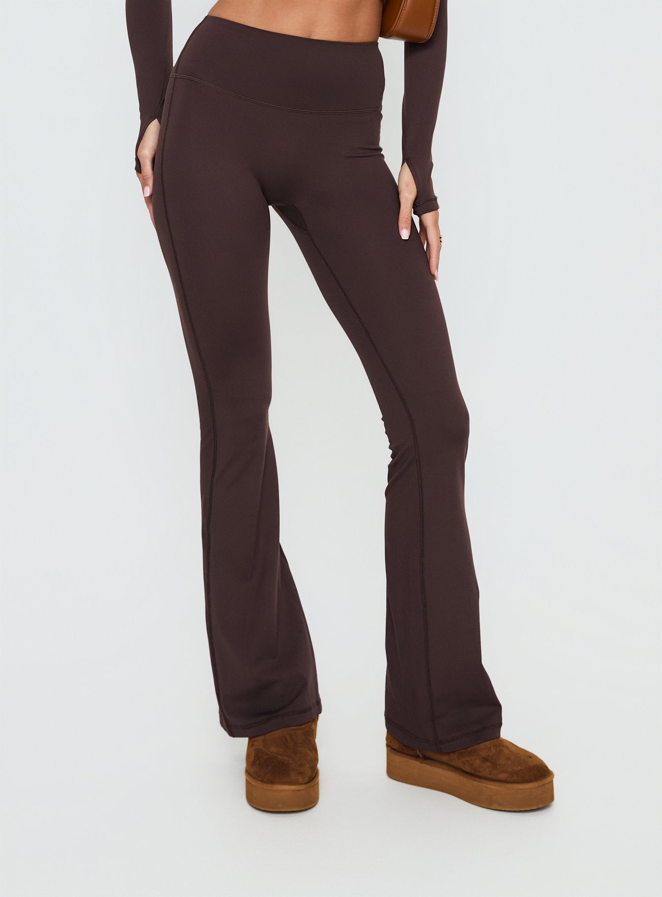 Energize Active Invisible Scrunch Flare Leggings Brown