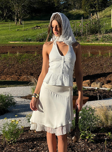 Rosemead Satin Midi Skirt Cream