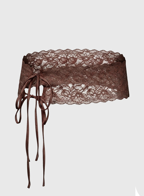 Spin The Bottle Lace Belt Chocolate