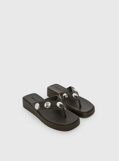 Paislee Stud Detail Sandals Brown